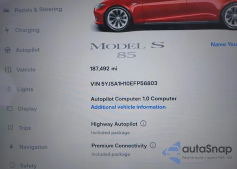2014 Tesla Model S P85 from USA, damaged, VIN 5YJSA1H10EFP56803